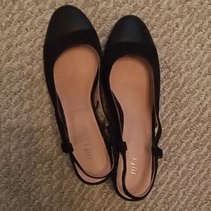 Suede and leaher block heels